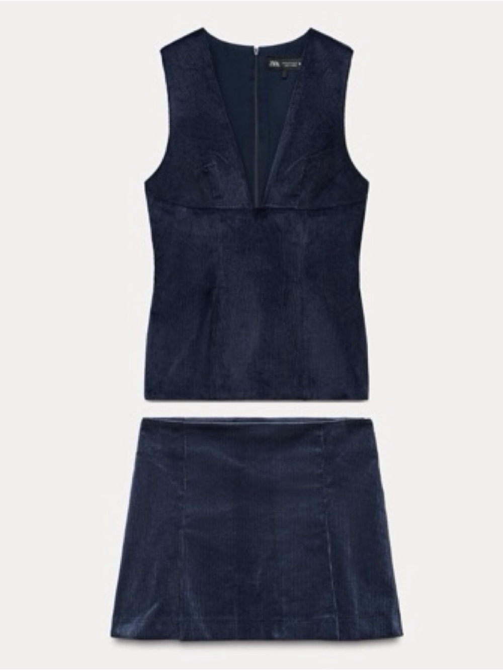 Navy Corduroy Two-Piece Skirt Set - Zara